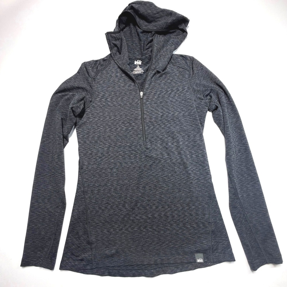 REI Co Op Hoodie Womens Small 1/4 Zip Athletic Hiking Top Gray